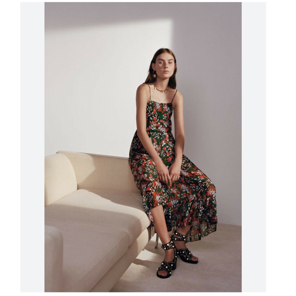 Maje Revia Floral Print Crepe Midi Dress size 1